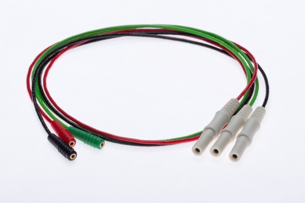 3 Nadelkabel mit Sicherheitsstecker auf 1,25mm Buchse, Kabellänge 50cm